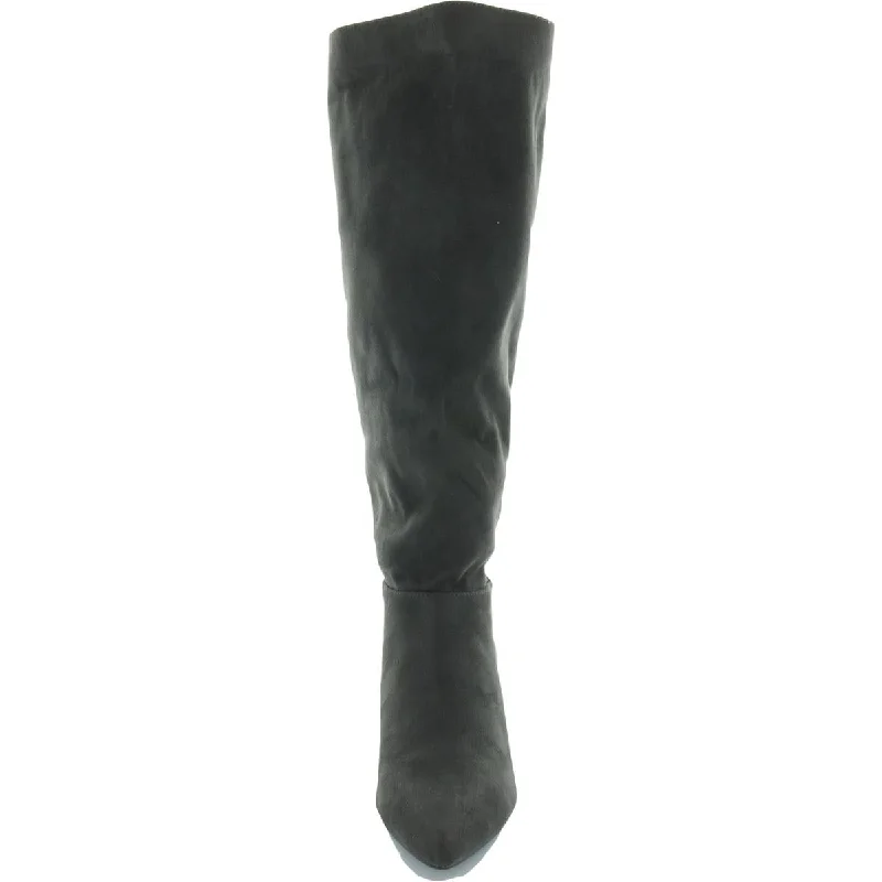 Vellia Womens Wide Calf Pointed Toe Knee-High Boots