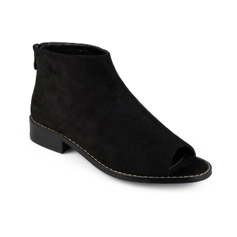 Reya Womens Vegan Suede Open Toe Booties