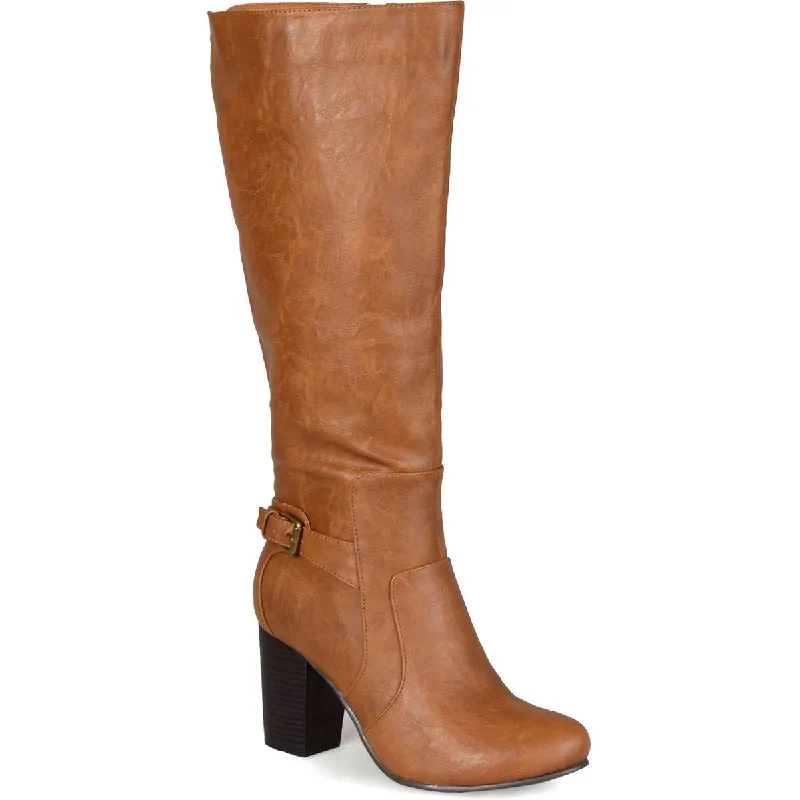 Carver Womens Wide Calf Faux Leather Knee-High Boots