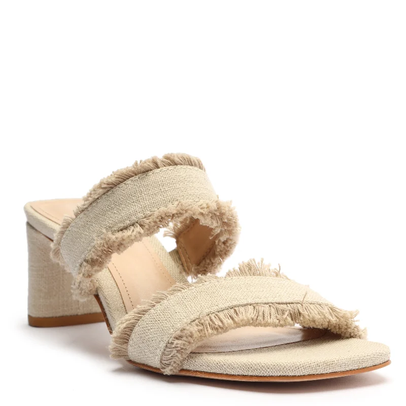 Amely Mid Block Linen Sandal