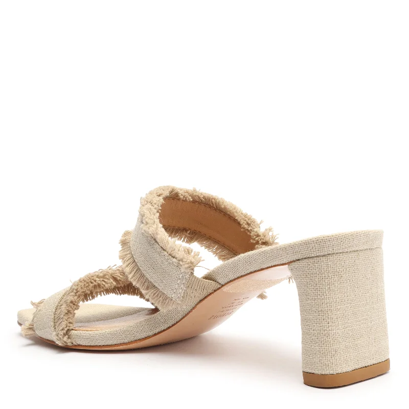 Amely Mid Block Linen Sandal