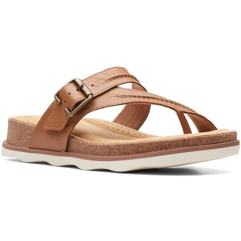 Brynn Madi Womens Leather Slip-On Wedge Sandals