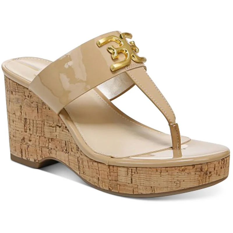 Yardlie Womens Patent Cork Wedge Sandals