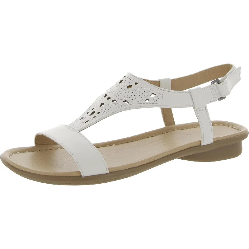 Windham Womens Leather Cut-Out T-Strap Sandals