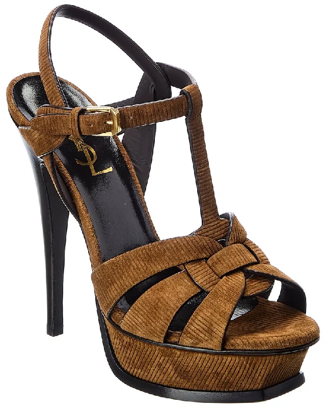 Saint Laurent Tribute 105 Suede Platform Sandal