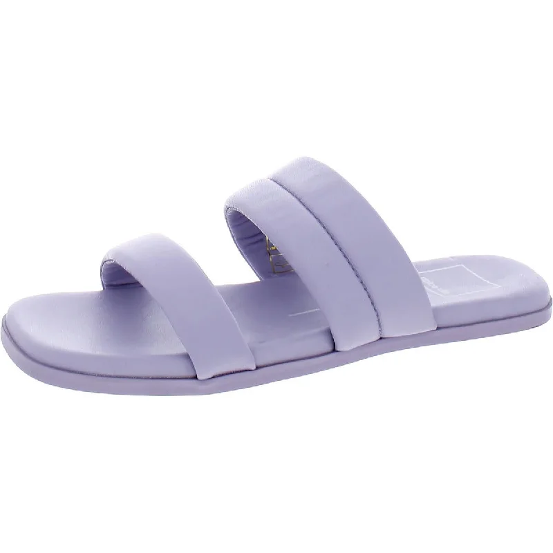 Womens Leather Slip On Slide Sandals