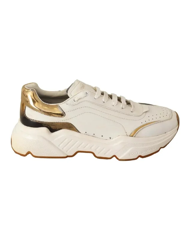 Dolce & Gabbana Gold Leather Casual Sneakers