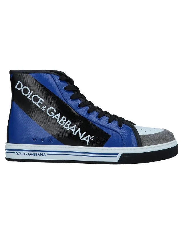 Dolce & Gabbana Canvas High Top Sneakers with Side Logo Print