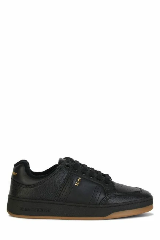 Saint Laurent Elegant Black Low-Top Leather Men's Sneakers