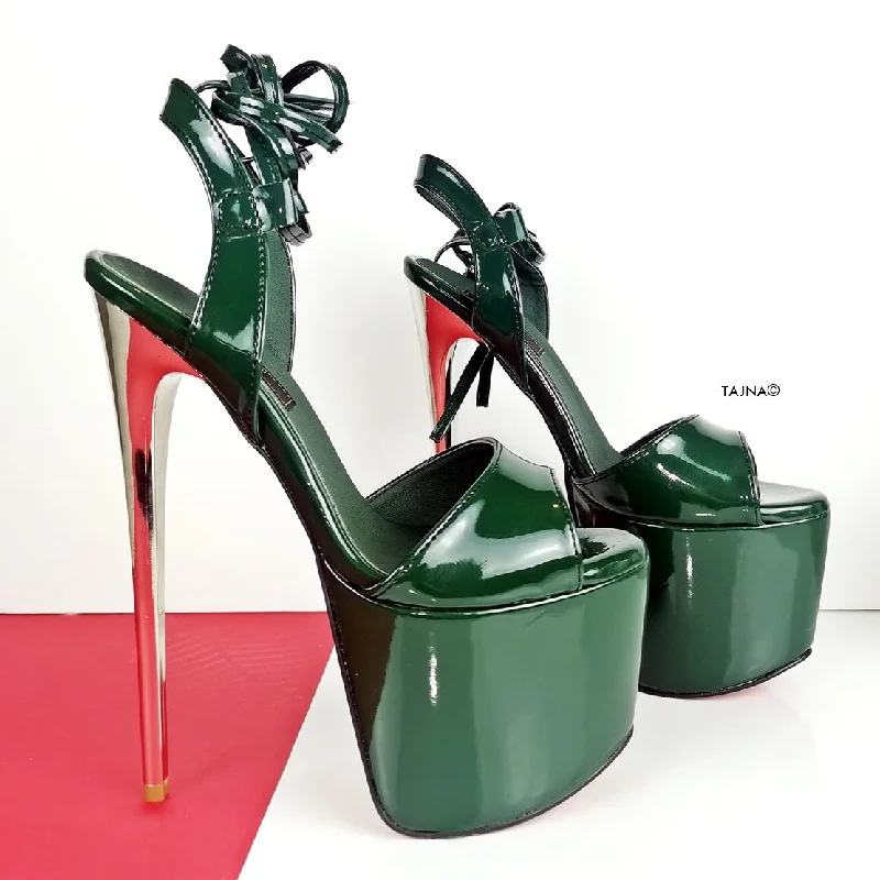 Emerald Green Glossy High Heel Sandals