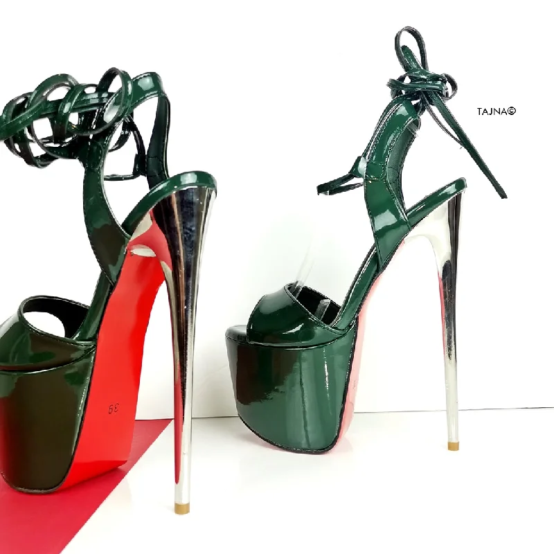 Emerald Green Glossy High Heel Sandals