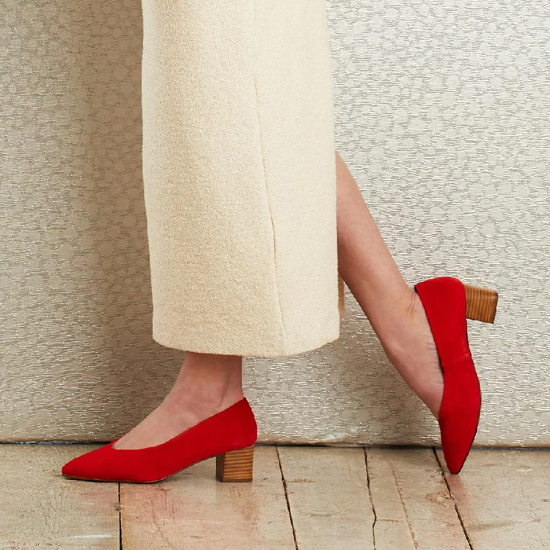 Ingrid: Coral Red Suede