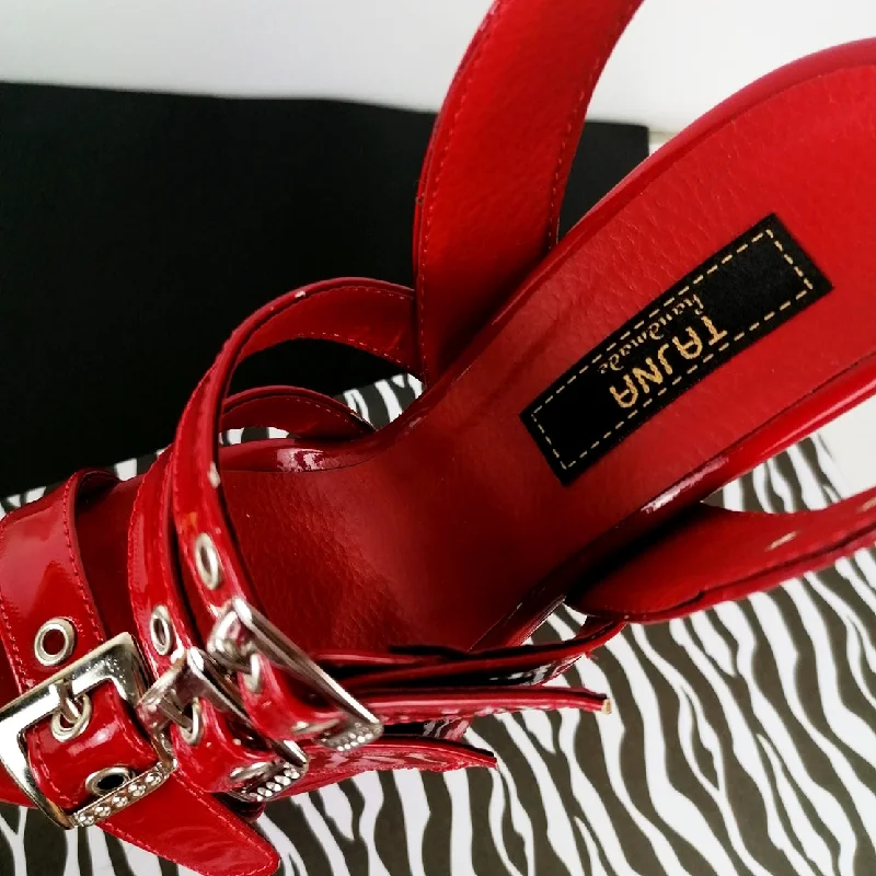 Red Triple Belted High Heel Sandals