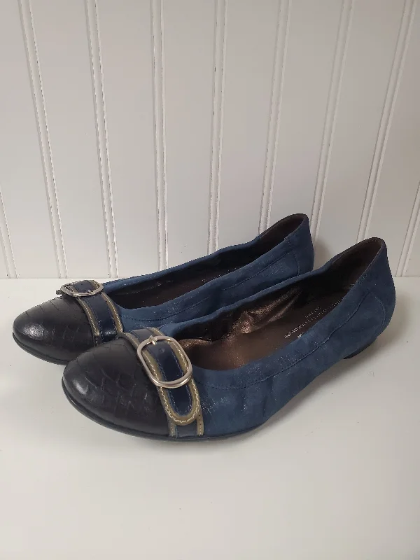 Shoes Flats By Agl In Black & Blue, Size: 10