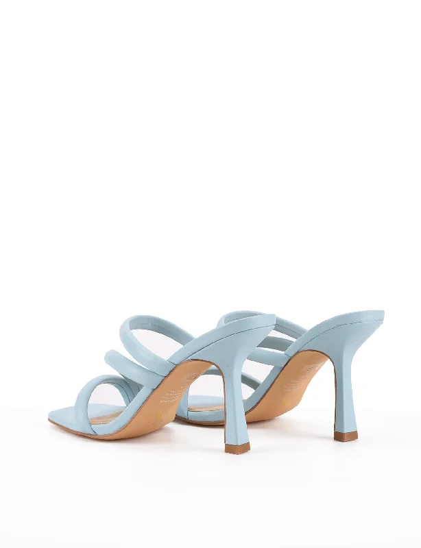 Spence Heeled Sandals - Pale Blue Leather