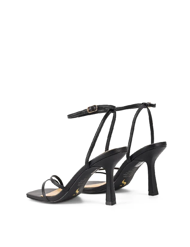 Sprinkle Strappy Heels - Black Leather