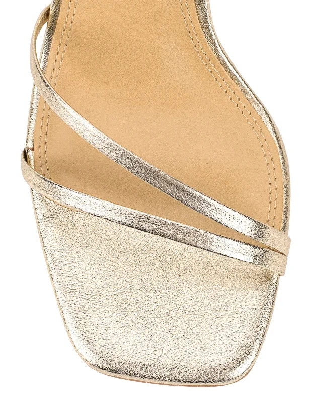 Sprinkle Strappy Heels - Gold Metallic Leather