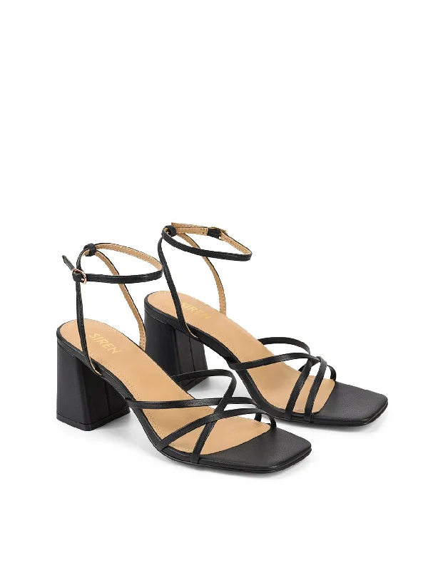 Straus Block Heel Sandals - Black Leather