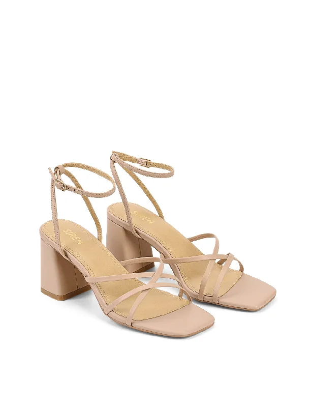 Straus Block Heel Sandals - Seashell Leather