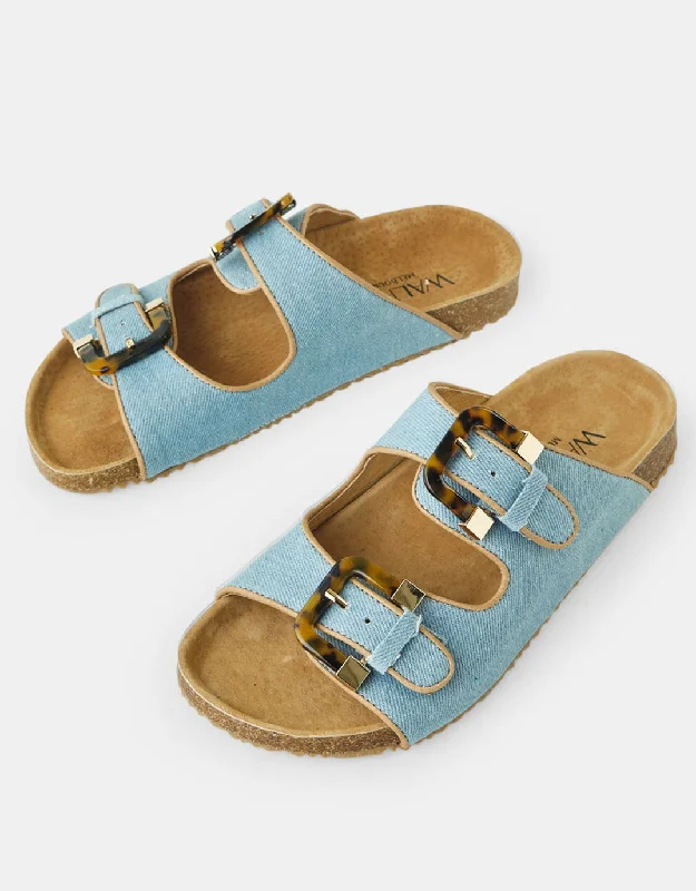 Bailey Denim Slides - Light Denim