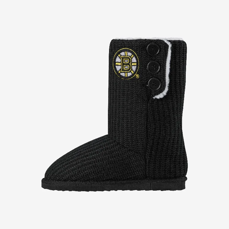 Boston Bruins Knit High End Button Boot Slipper