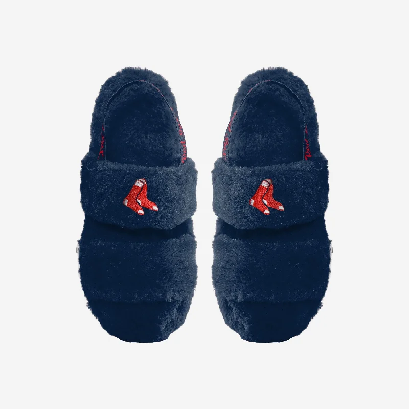 Boston Red Sox Womens Heel Strap Wordmark Fur Slide