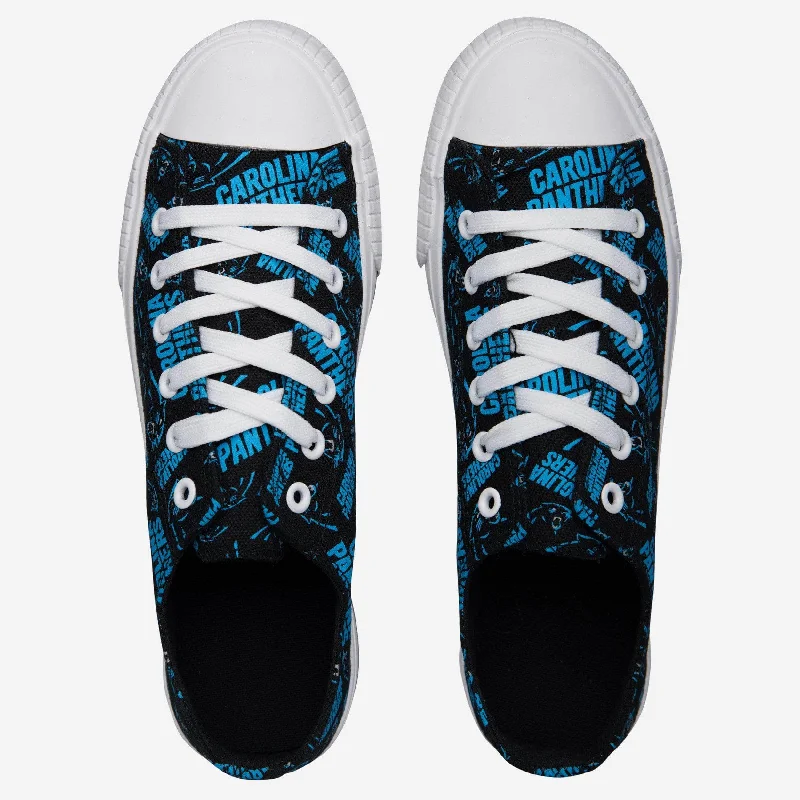 Carolina Panthers Womens Low Top Repeat Print Canvas Shoe