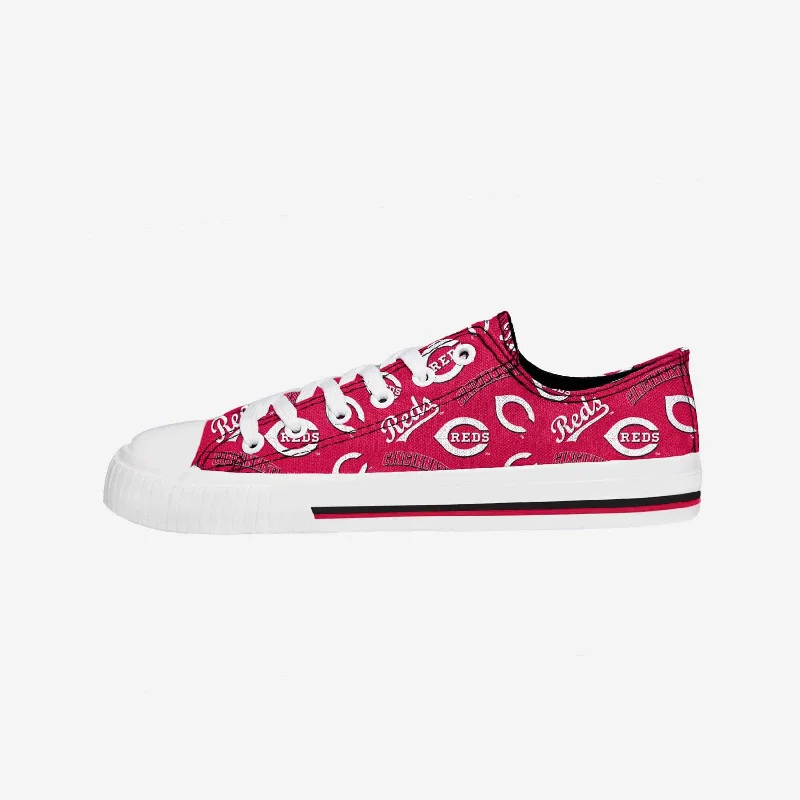 Cincinnati Reds Womens Low Top Repeat Print Canvas Shoe