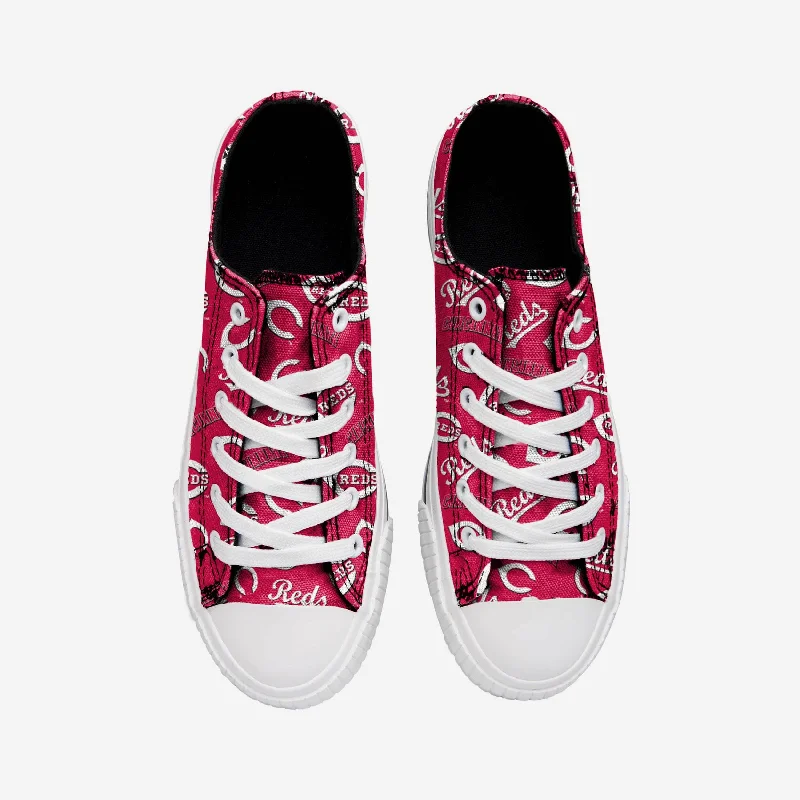 Cincinnati Reds Womens Low Top Repeat Print Canvas Shoe