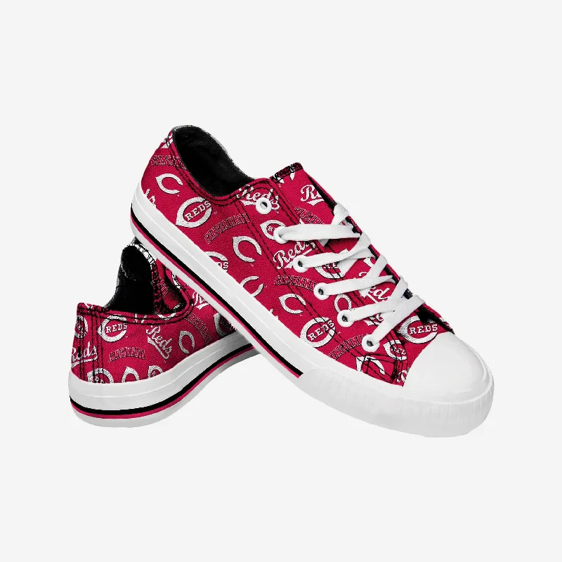 Cincinnati Reds Womens Low Top Repeat Print Canvas Shoe