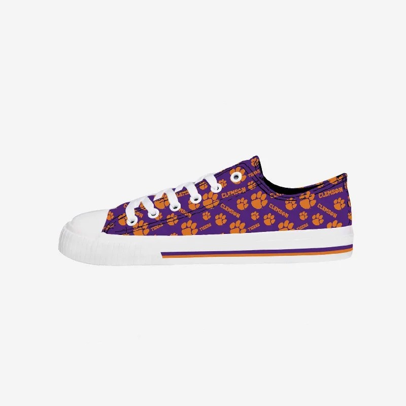 Clemson Tigers Womens Low Top Repeat Print Canvas Shoe