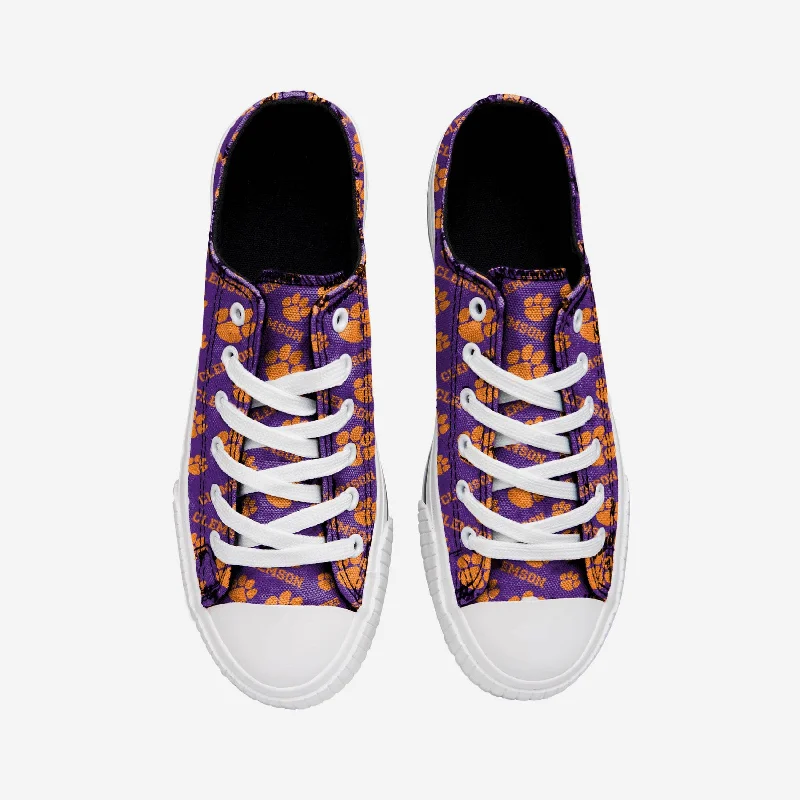 Clemson Tigers Womens Low Top Repeat Print Canvas Shoe