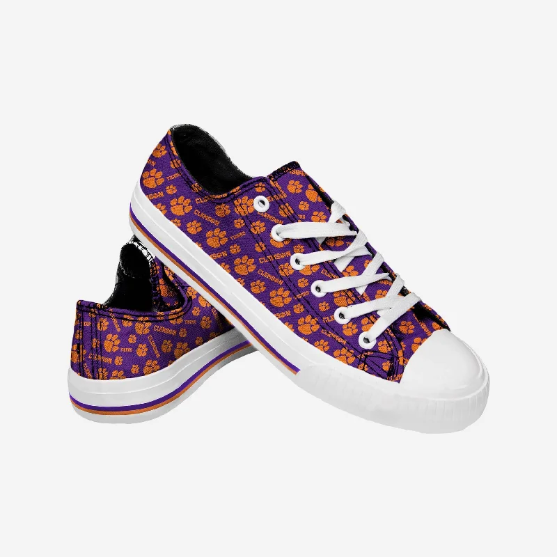 Clemson Tigers Womens Low Top Repeat Print Canvas Shoe