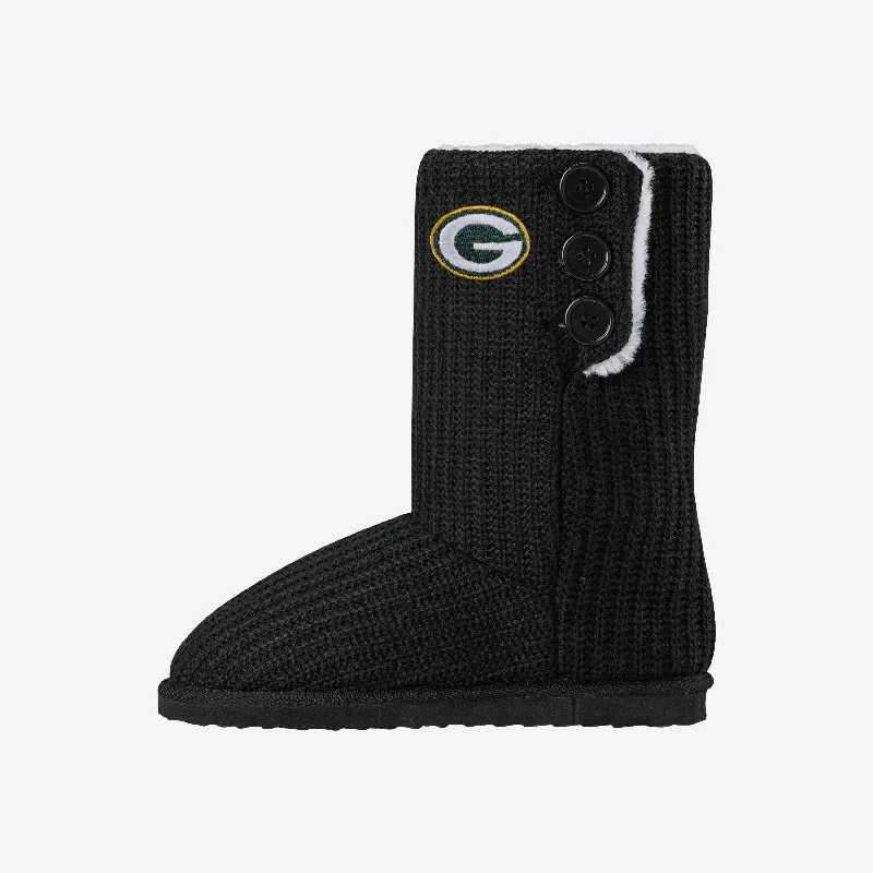 Green Bay Packers Knit High End Button Boot Slipper