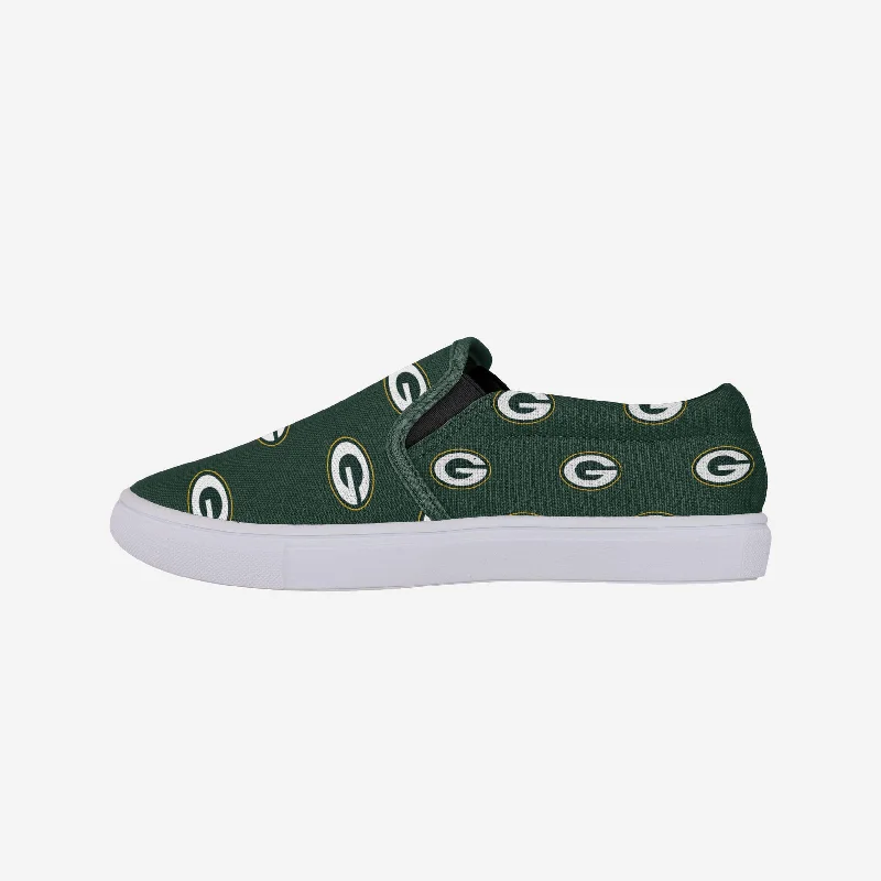 Green Bay Packers Womens Repeat Logo Slip On Canvas Shoe