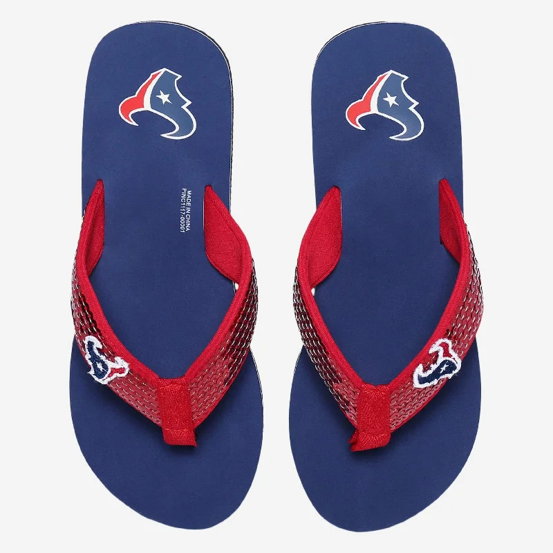 Houston Texans Womens Sequin Flip Flop