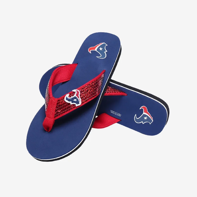 Houston Texans Womens Sequin Flip Flop