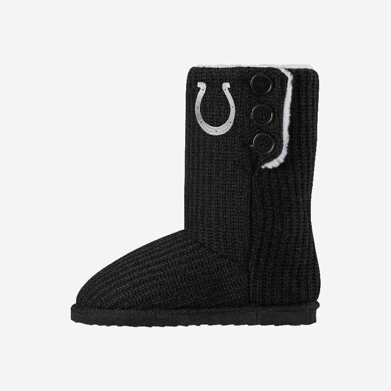 Indianapolis Colts Womens Knit High End Button Boot Slipper