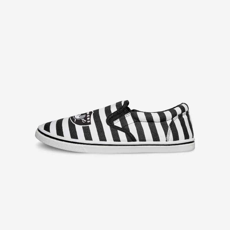 Las Vegas Raiders Striped Slip On Canvas Shoe