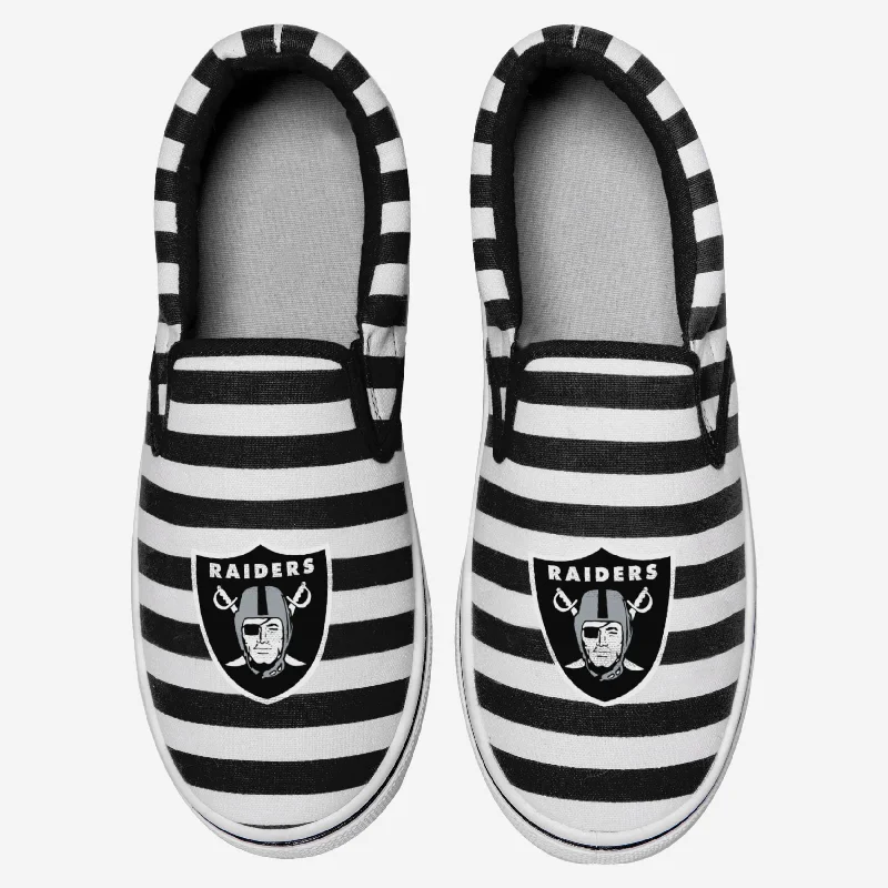 Las Vegas Raiders Striped Slip On Canvas Shoe