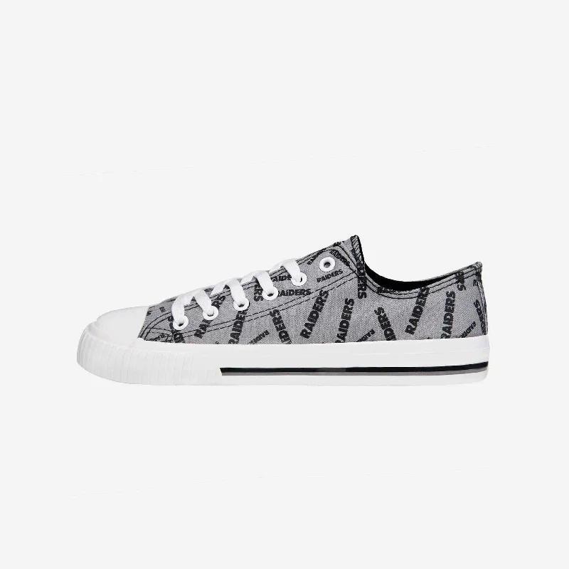 Las Vegas Raiders Womens Low Top Repeat Print Canvas Shoe