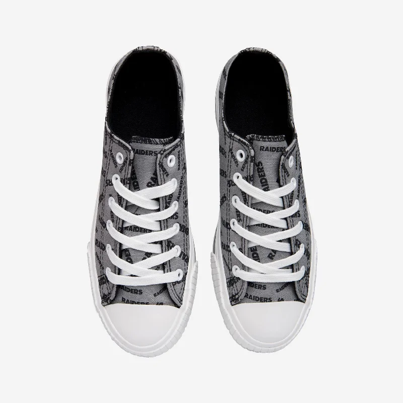 Las Vegas Raiders Womens Low Top Repeat Print Canvas Shoe