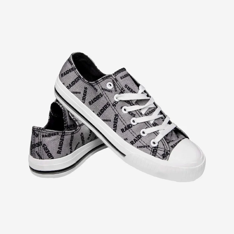 Las Vegas Raiders Womens Low Top Repeat Print Canvas Shoe