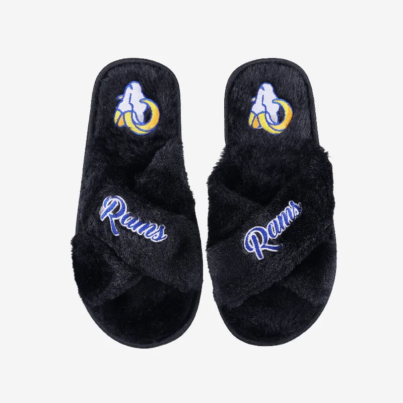 Los Angeles Rams Womens Script Wordmark Fur Cross Slide