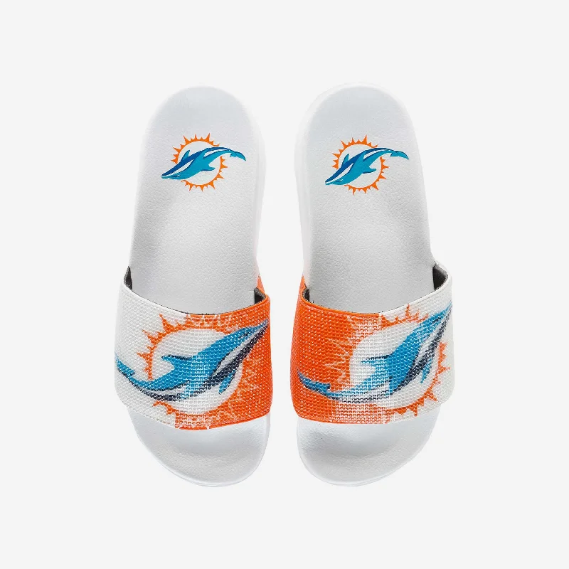 Miami Dolphins Womens Big Logo Shimmer Slide