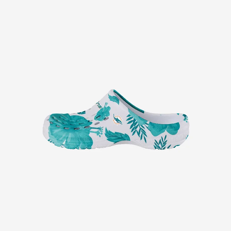 Miami Dolphins Womens Floral White Clog