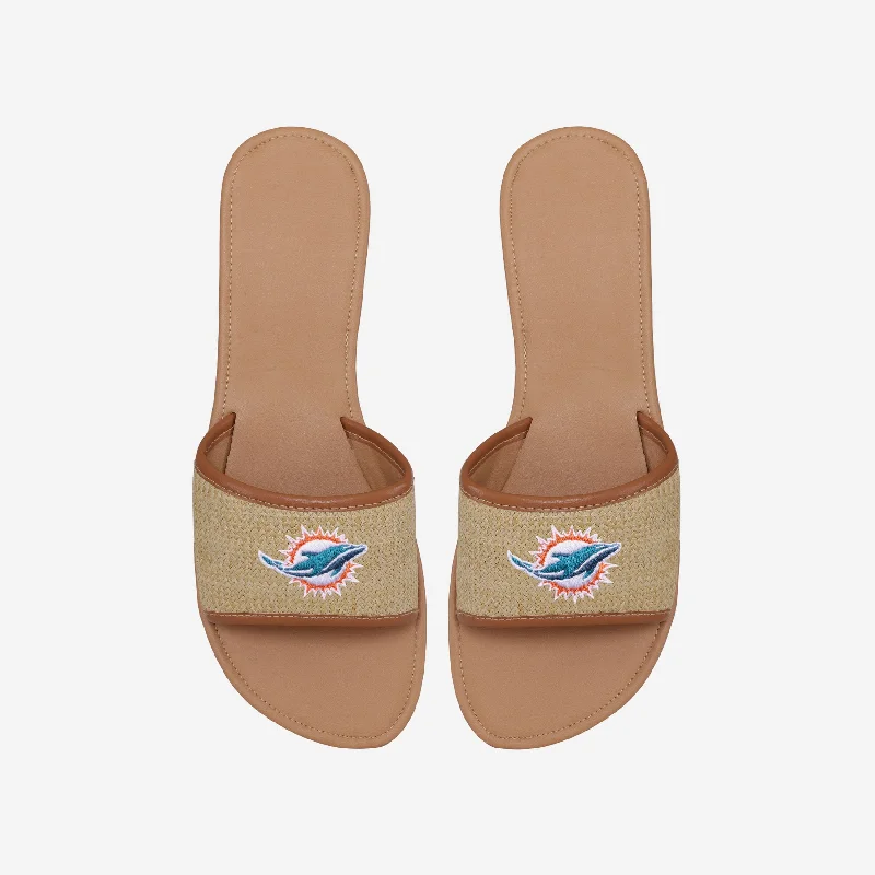 Miami Dolphins Womens Straw Slide