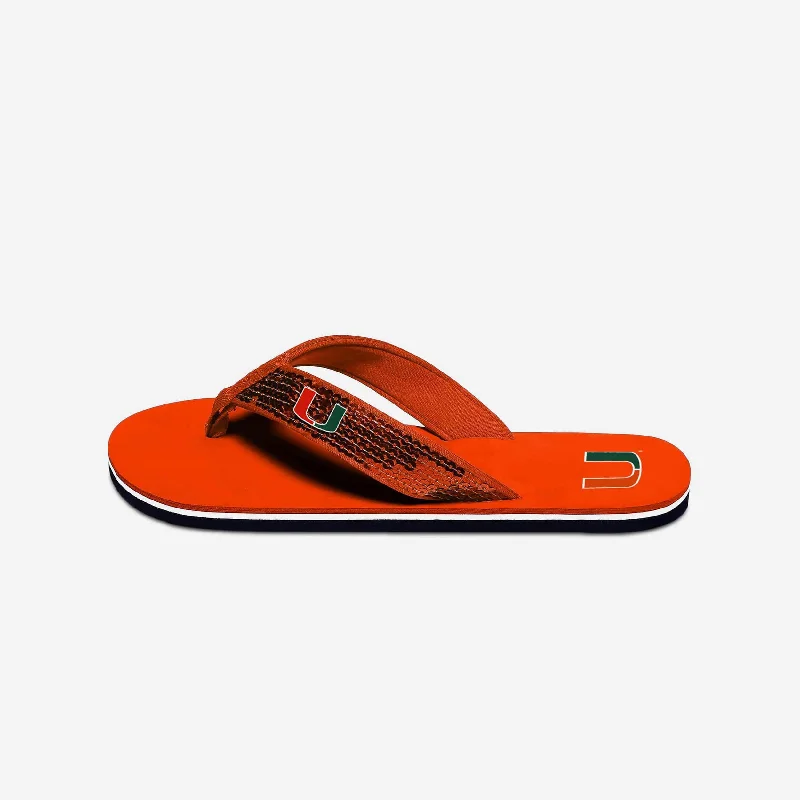 Miami Hurricanes Womens Sequin Flip Flop