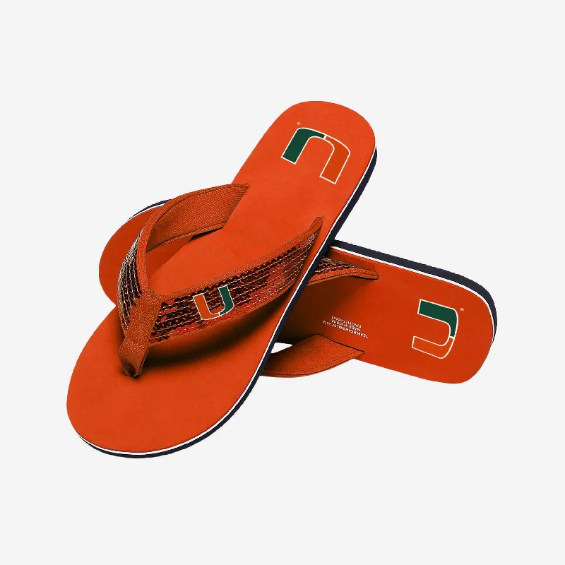 Miami Hurricanes Womens Sequin Flip Flop