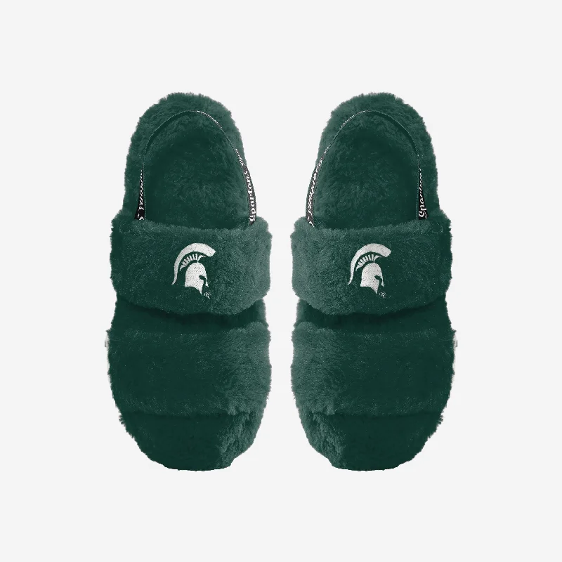 Michigan State Spartans Womens Heel Strap Wordmark Fur Slide